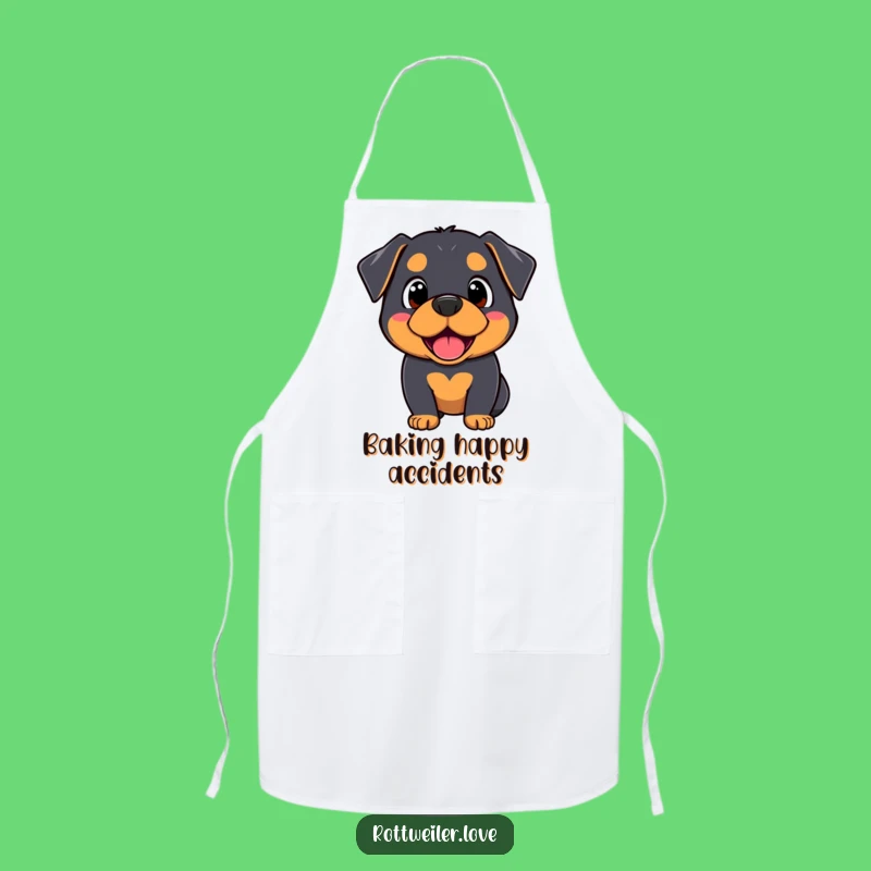 Kitchen Funny Kawaii Rottweiler Apron: Surprised joy, a delightful funny gift for cooks.