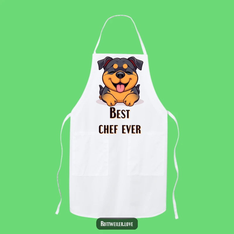 Funny Rottweiler Apron: Blissful Belly Rub Chef