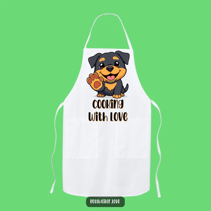 Funny Kawaii Rottweiler Apron: Cook with a Friendly Dog's Charm