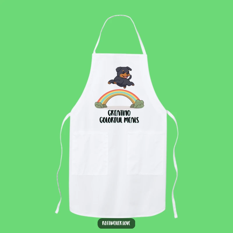 Funny Rainbow Bridge Rottweiler Apron: Memorial Dog Chef Gift
