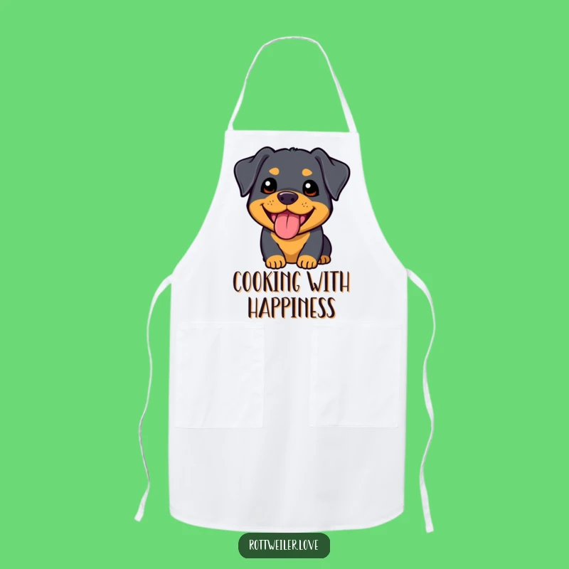 Funny Kawaii Rottweiler Apron: Cook with Canine Cuteness