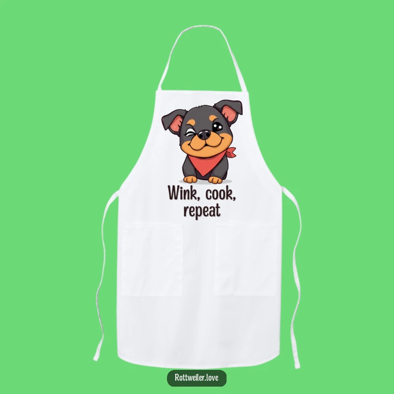 Funny Rottweiler Apron: Chef's Wink, Silly Bandana, Kitchen Fun!