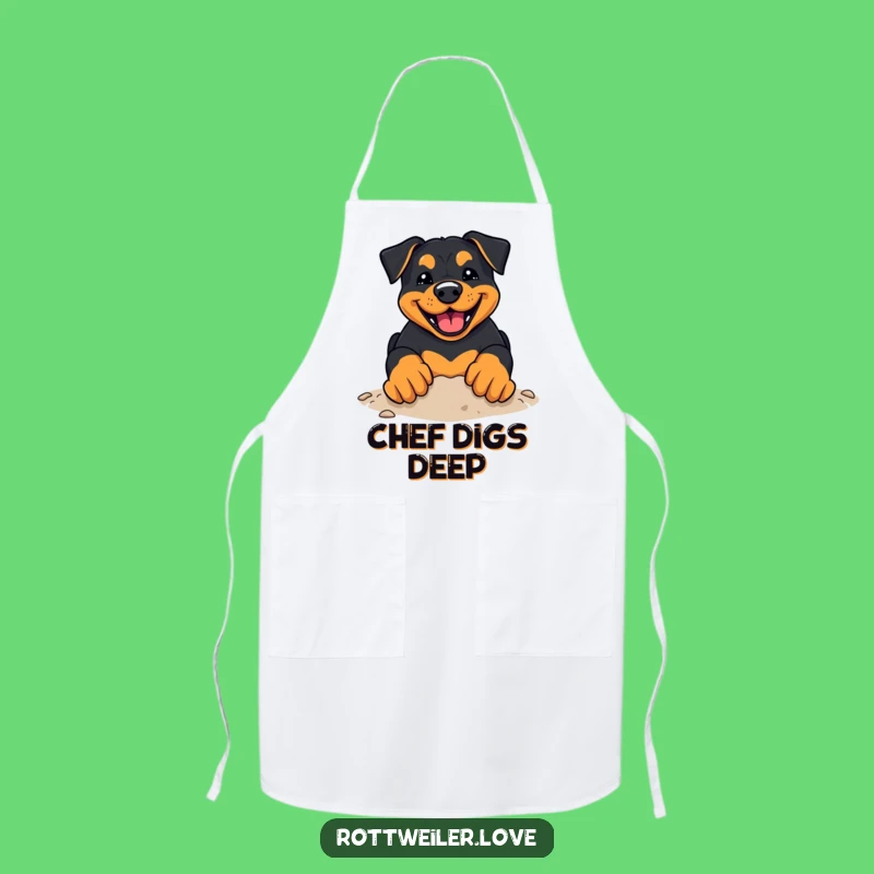 Funny Rottweiler Apron: Digging Dog - Kitchen Gift!