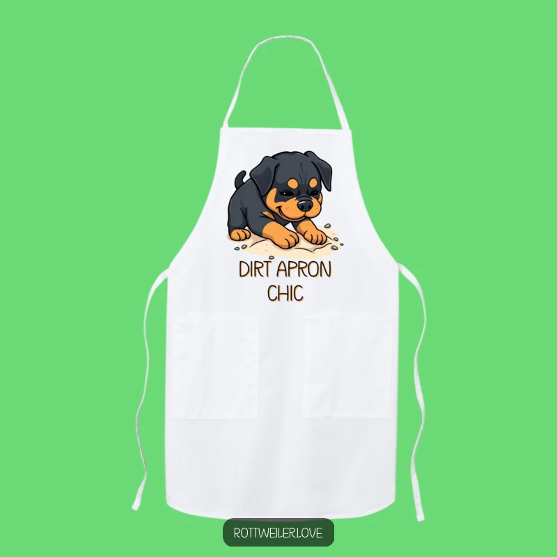 Funny Rottweiler Digging Apron - Playful Chef Dog Kitchen Gift