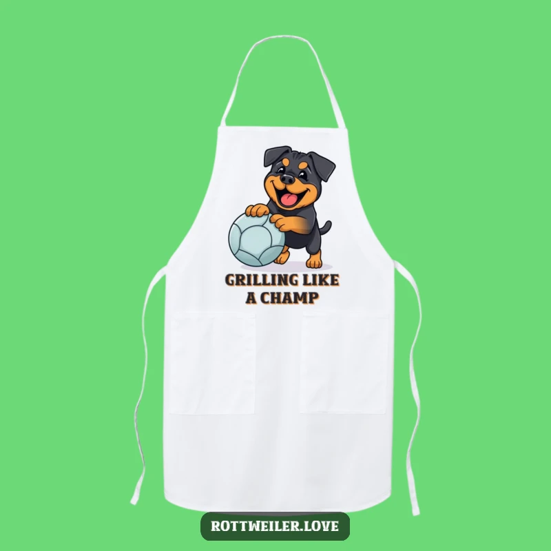 Funny Rottweiler Fetch Apron: Cook with a Happy Dog's Energy