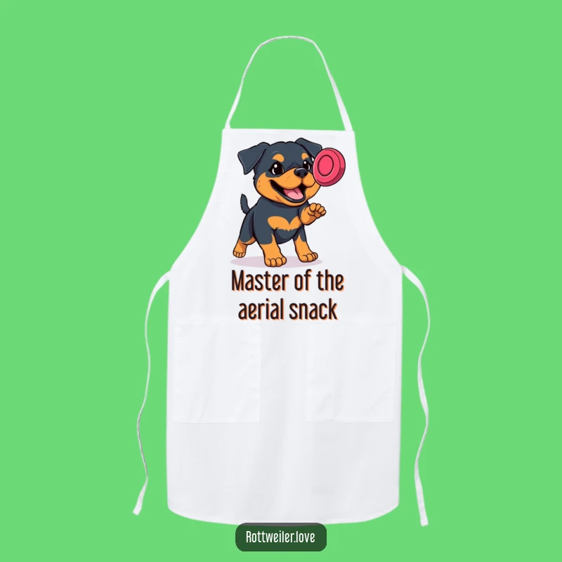 Funny Rottweiler Frisbee Apron: Hilarious Determined Dog Kitchen Wear for Chefs