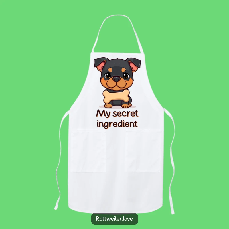 Funny Shy Rottweiler Bone Apron: Sweet Dog Chef Gift