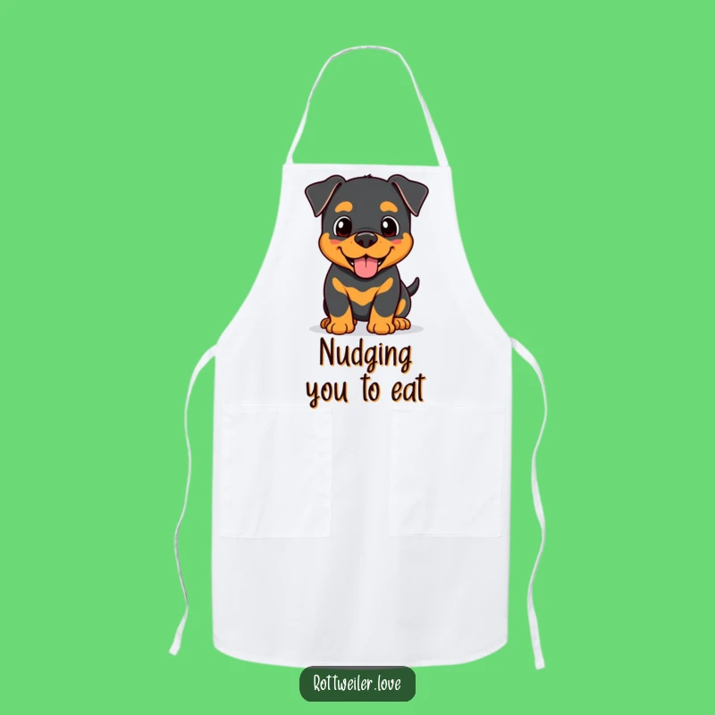 Funny Kawaii Rottweiler Nudge Apron, Affectionate Dog Chef Kitchenwear, Happy Pup Gear