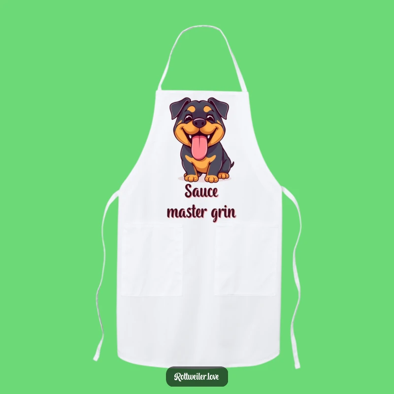 Funny Kawaii Rottweiler Grin Apron: Cook with a Big Happy Smile!