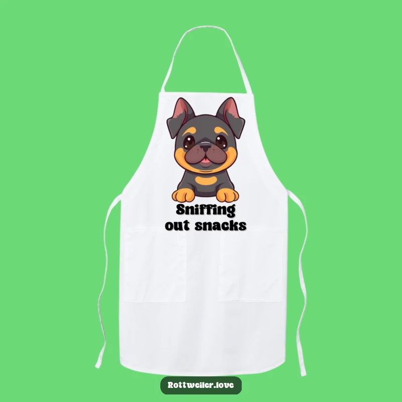 Funny Kawaii Rottweiler Alert Apron, Curious Dog Chef Kitchenwear, Excited Pup Gear