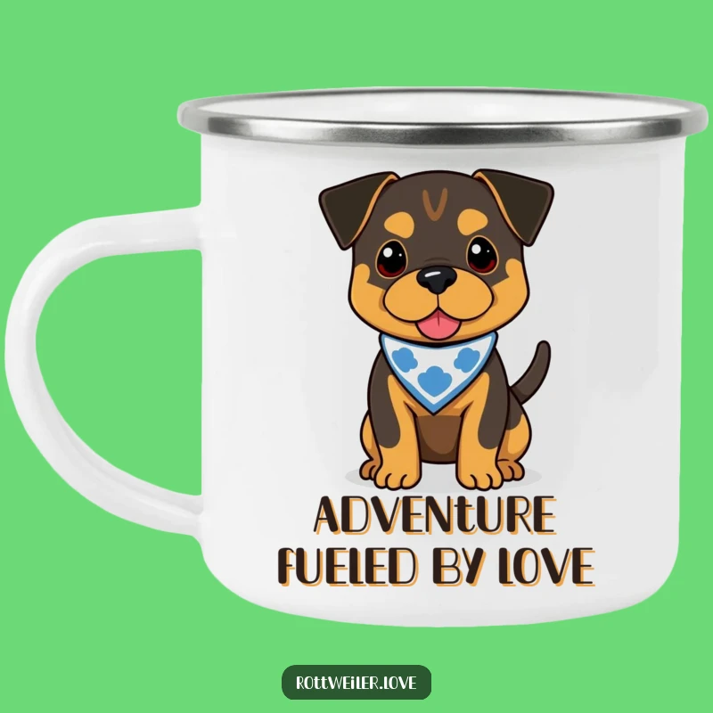 Funny Rottweiler Bandana Camping Mug - Outdoor Wagging Tail Coffee Cup Gift
