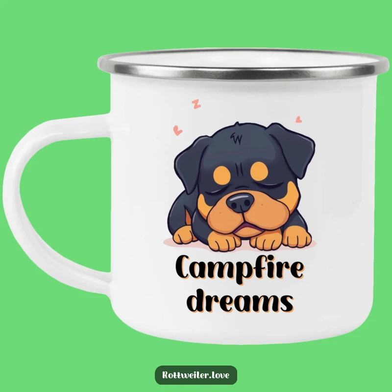 Funny Sleepy Rottweiler Dream Camping Mug: Relaxed Dog Outdoor Gift