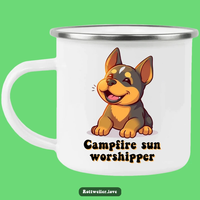 Funny Rottweiler Sunshine Camping Mug: Your Relaxed Companion for Outdoor Bliss