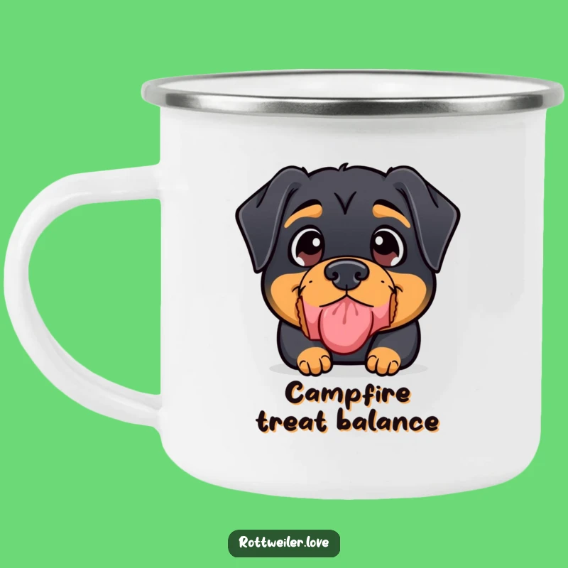 Funny Kawaii Rottweiler Camping Mug - Treat Balance Master - Outdoor Gift!