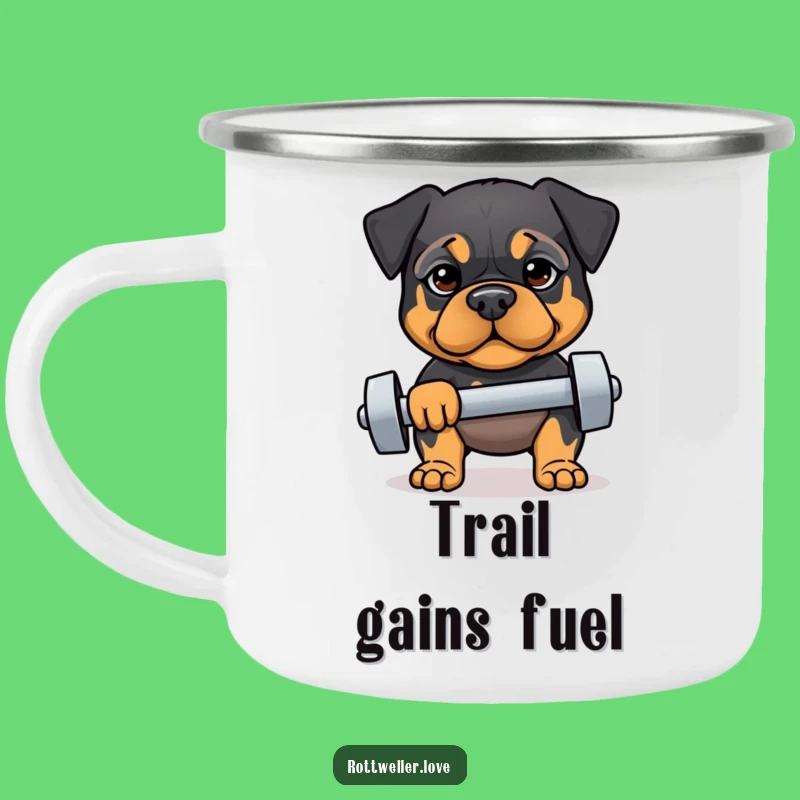 Funny Fit Rottweiler Camping Mug: Outdoor Workout Motivation, Gym Gift