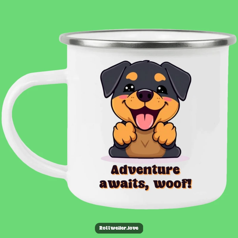 Funny Kawaii Rottweiler Bark Camping Mug: Happy Sips with Energetic Charm!