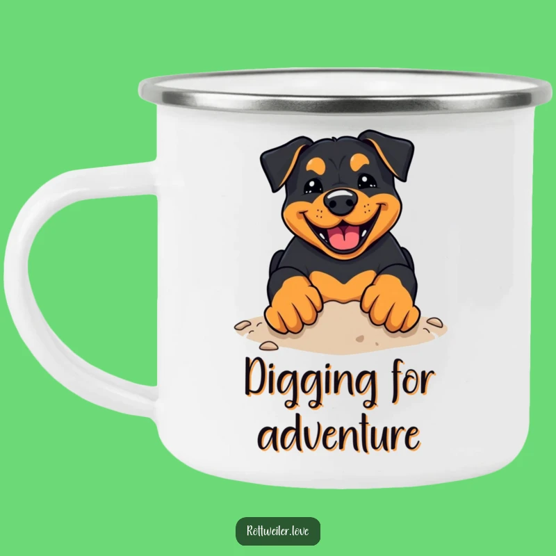 Funny Kawaii Rottweiler Camping Mug - Digging Enthusiast - Outdoor Gift!