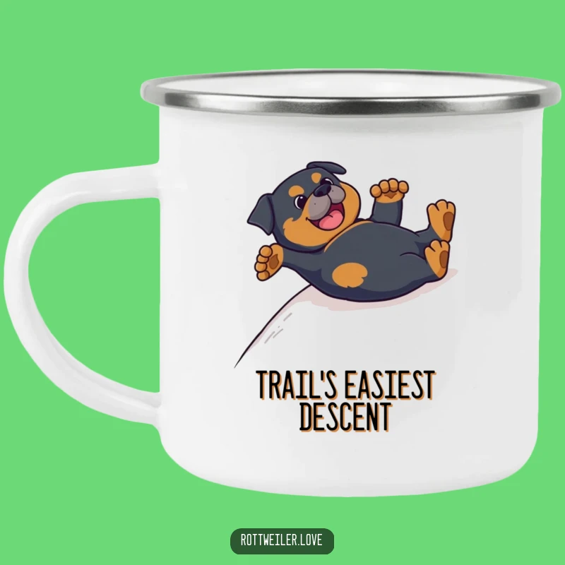 Funny Rottweiler Backslide Camping Mug - Hilarious Outdoor Dog Gift