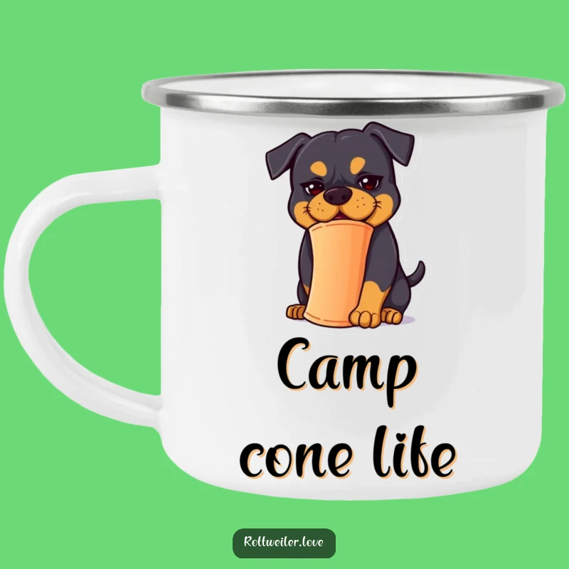 Funny Rottweiler Balancing Cone Camping Mug - Goofy Adventure Drinkware Gift