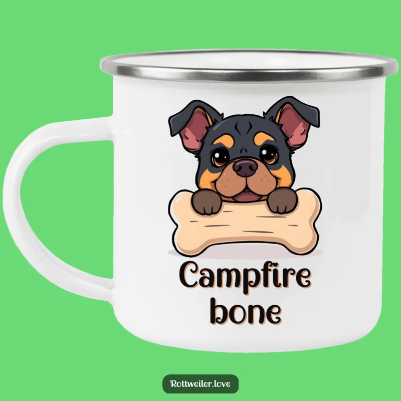 Funny Rottweiler Bone Camping Mug - Adventure & Treats