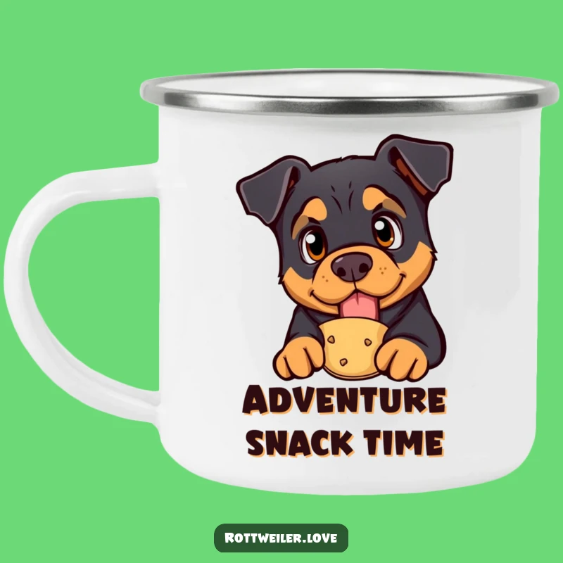 Funny Rottweiler Treat Camping Mug: Curious Dog for Outdoor Snacks
