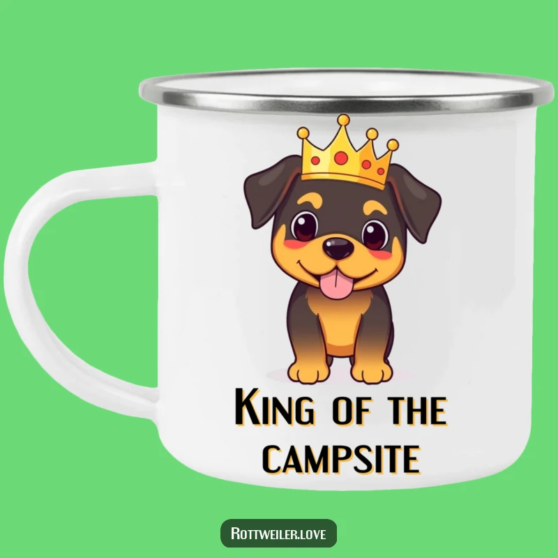 Funny Royal Rottweiler Camping Mug: Adventure with a Majestic Companion