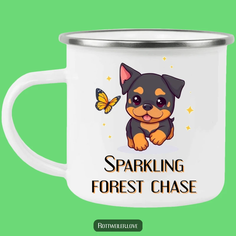 Funny Kawaii Rottweiler Camping Mug - Sparkly Chase - Outdoor Gift!