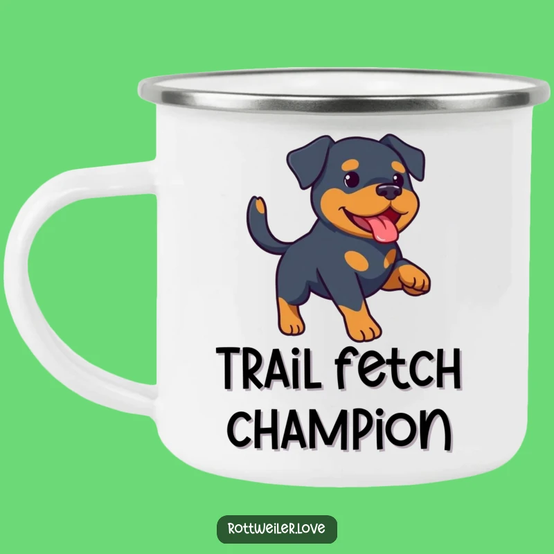 Durable Funny Rottweiler Fetch Camping Mug: Adventure with a Wagging Tail