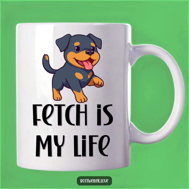 Funny Rottweiler Fetching Mug: Hilarious Dog Gift for Playful Paws Lovers