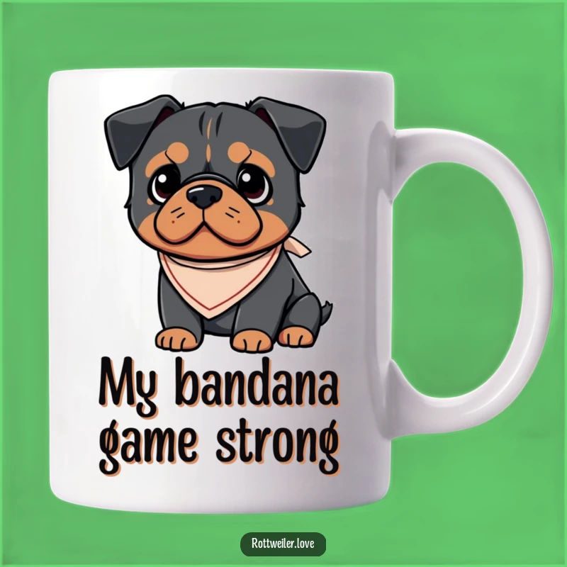 Funny Kawaii Rottweiler Bandana Mug, Adorable Dog Lover Gift, Cute Puppy Coffee Cup