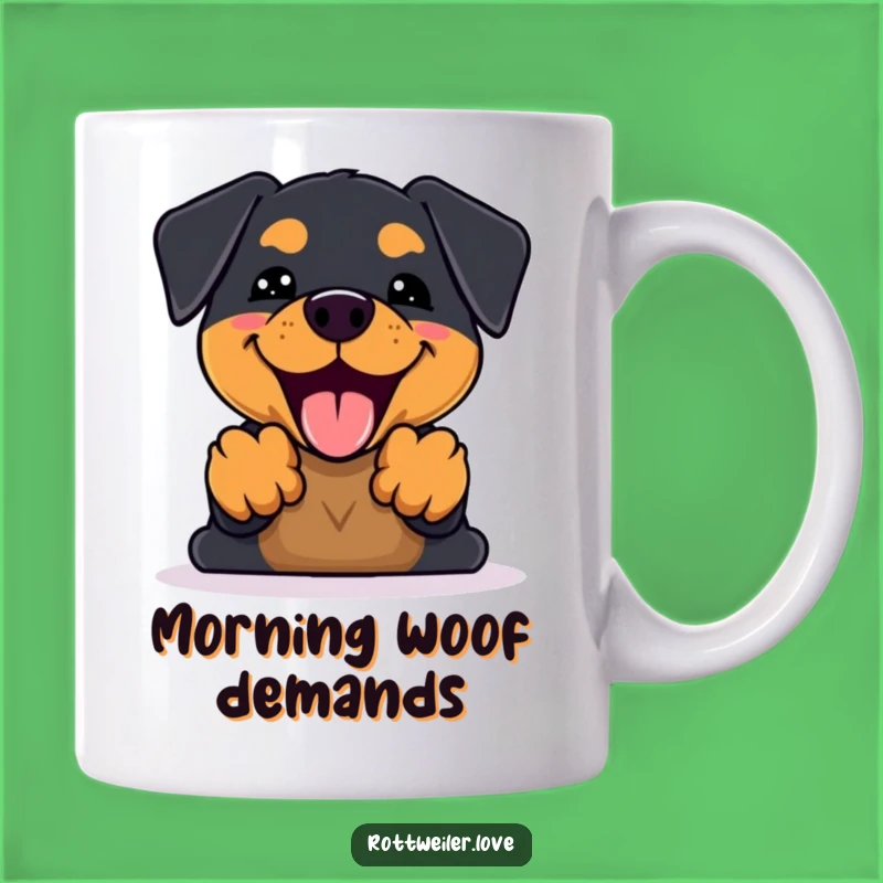 Funny Kawaii Rottweiler Bark Mug: Enthusiastic Paws Up for Your Gift!