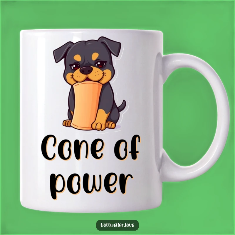 Funny Rottweiler Balancing Cone Mug - Goofy Dog Humor Gift