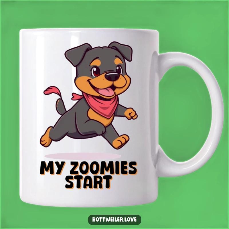 Funny Rottweiler Bandana Mug: Energetic Dog Humor for Your Daily Brew