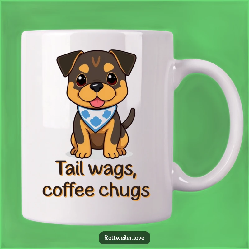 Funny Rottweiler Bandana Wagging Tail Mug - Perfect Humorous Dog Gift