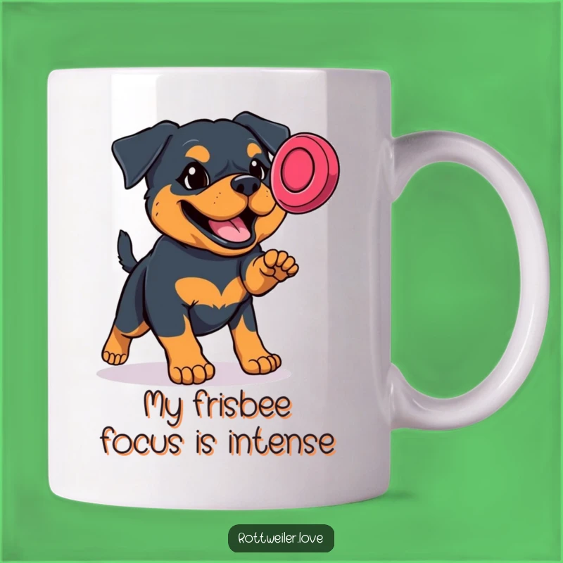 Funny Rottweiler Frisbee Champ Mug: Hilarious Determined Dog Gift for Dog Lovers