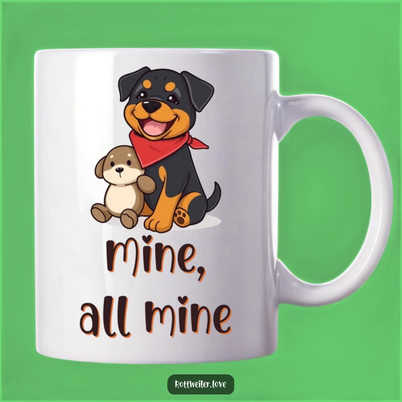 Funny Rottweiler Guard Mug: Joyful Dog Protecting Toy Gift