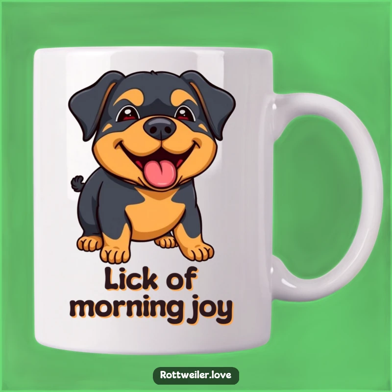 Funny Rottweiler Lick Mug: Joyful Dog Greeting, Happy Gift!