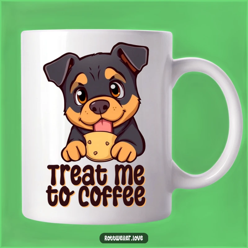 Funny Rottweiler Treat Mug: Curious Dog Eager for Snack Gift