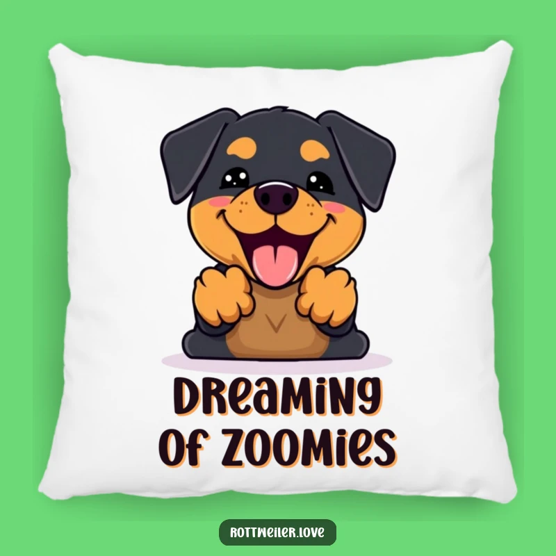 Funny Kawaii Rottweiler Bark Pillow: Cuddle Up with This Enthusiastic Pup!
