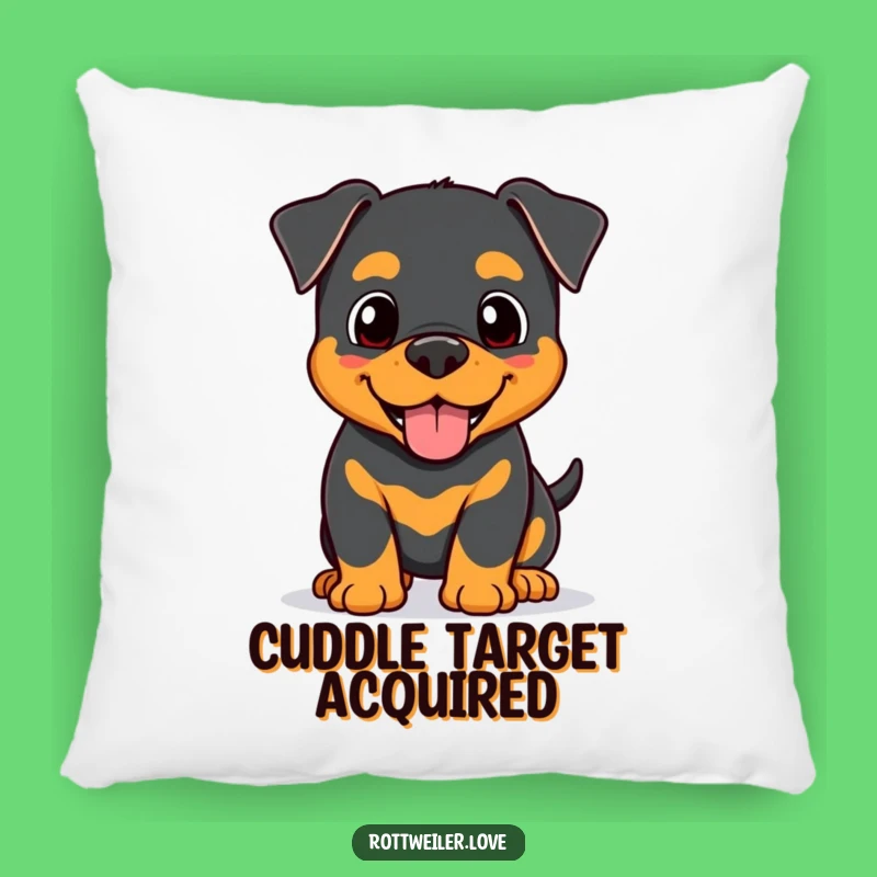 Funny Kawaii Rottweiler Nudge Pillow, Affectionate Dog Cushion, Happy Pup Comfort
