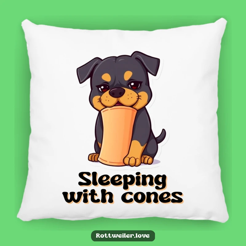 Funny Rottweiler Balancing Cone Pillow - Cozy Goofy Dog Cushion Gift