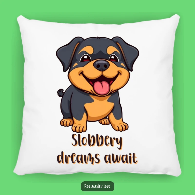 Funny Rottweiler Lick Pillow: Joyful Dog Cushion, Happy Comfort!