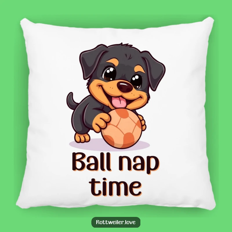 Funny Rottweiler Pillow: Cozy Play, Happy Eyes, Adorable Decor!