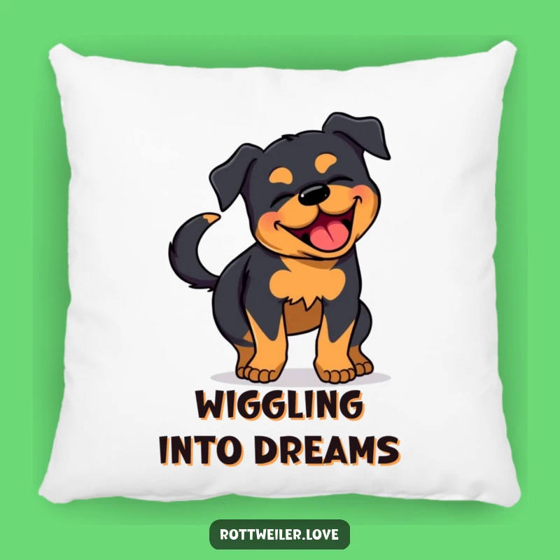 Funny Rottweiler Pillow - Cozy Wiggling Dog Cushion - Comfy Gift