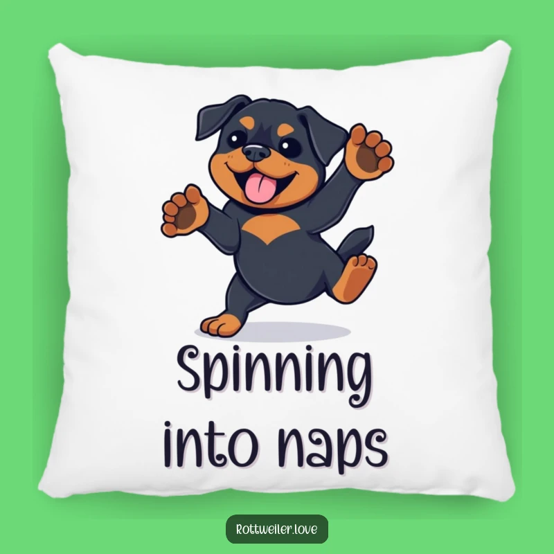 Funny Rottweiler Pillow: Playful Spin Comfort