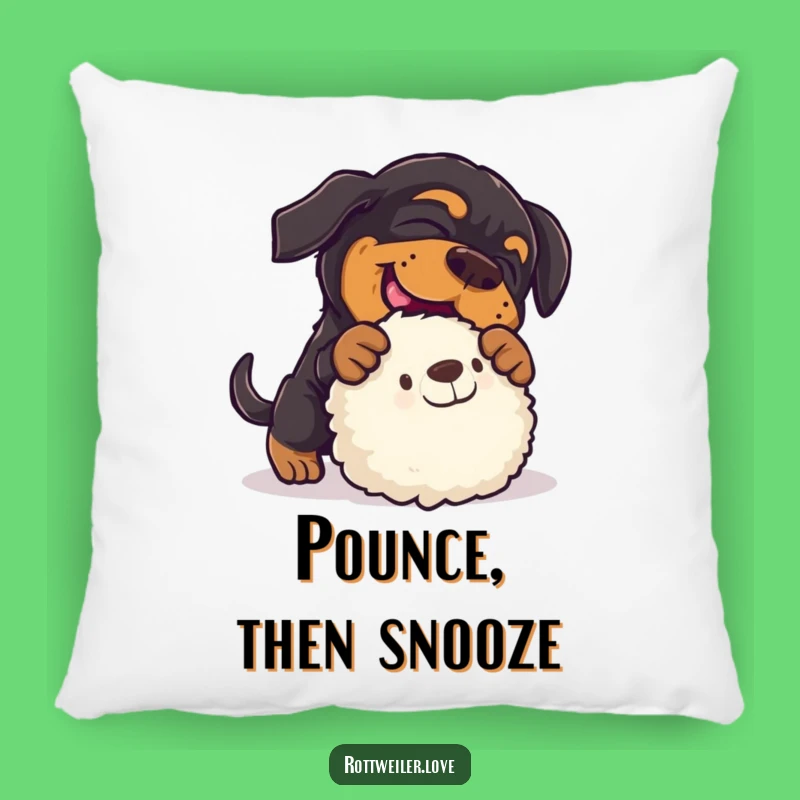Funny Rottweiler Pounce Pillow: Playful Dog Cushion, Toy Attack Comfort!