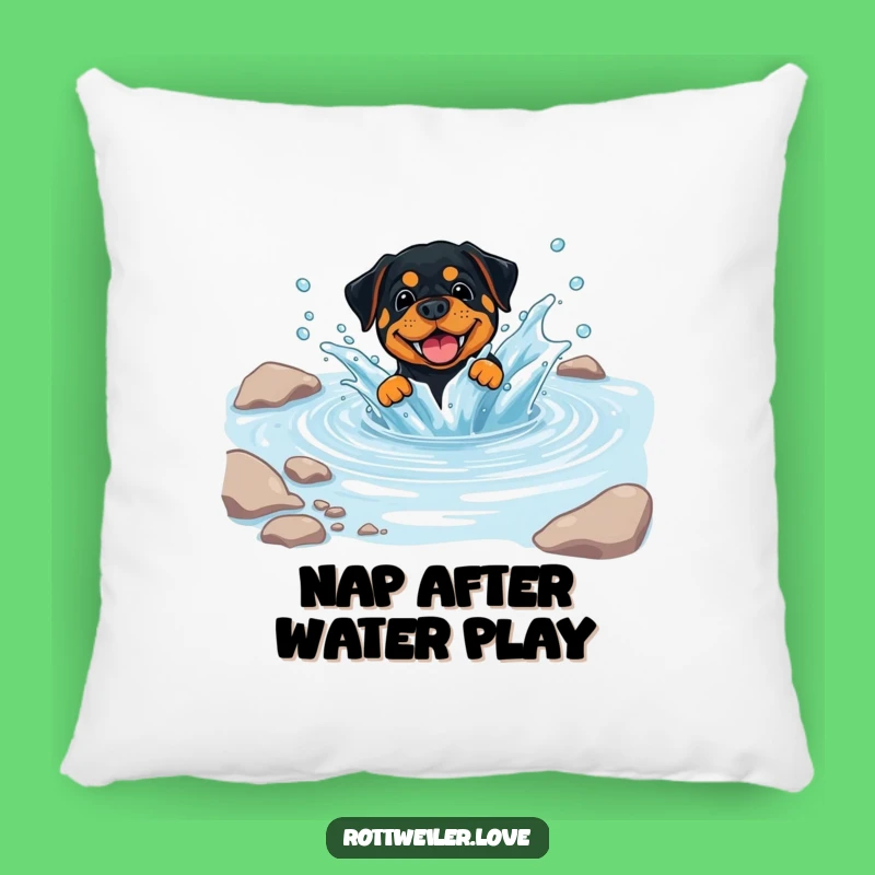 Funny Rottweiler Splash Pillow, Playful Dog Cushion, Hilarious Comfort Gift