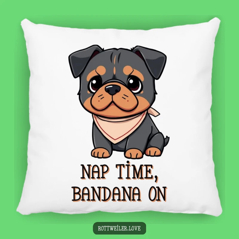 Funny Kawaii Rottweiler Bandana Pillow, Cute Dog Lover Cushion, Adorable Home Decor