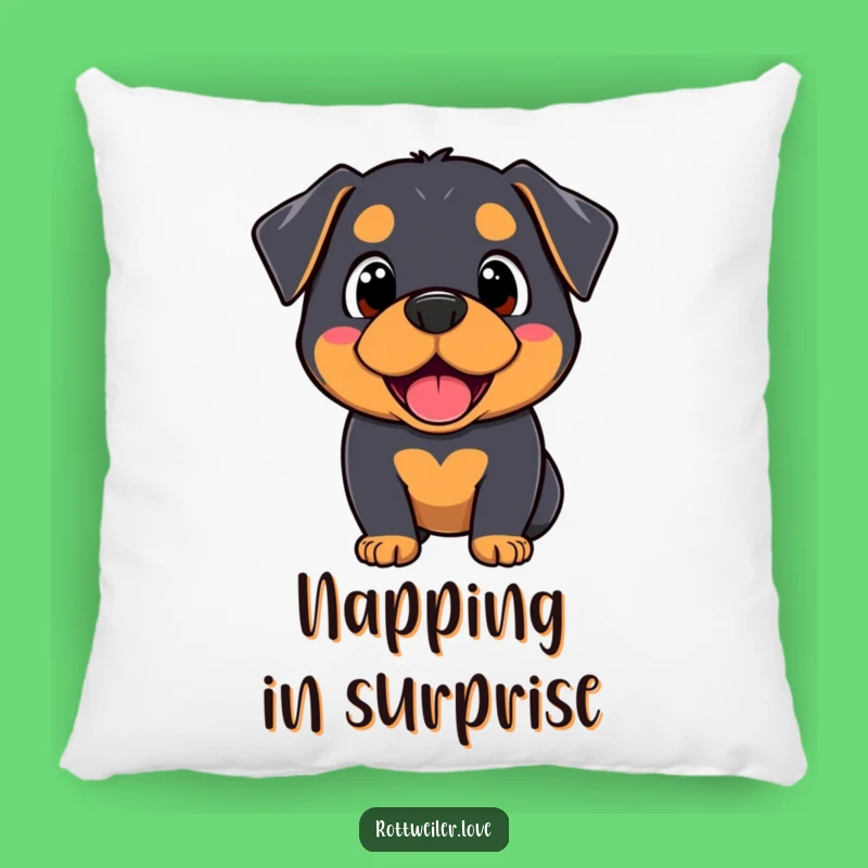 Soft Funny Kawaii Rottweiler Pillow: Happy surprise, a cozy funny gift for relaxation.