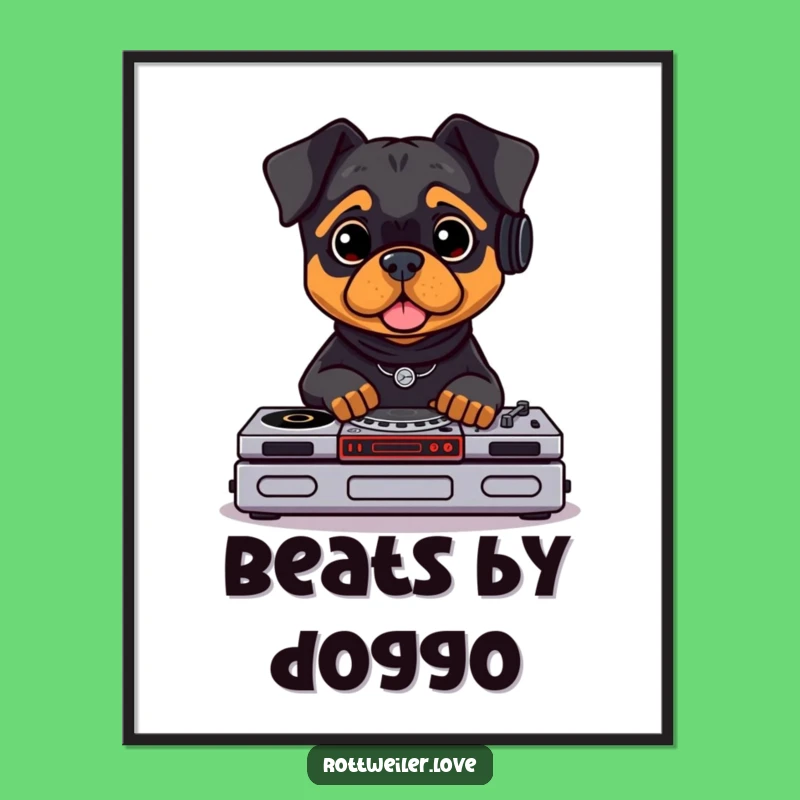 Printable Rottweiler DJ Art: Instant Party Vibes for Your Walls